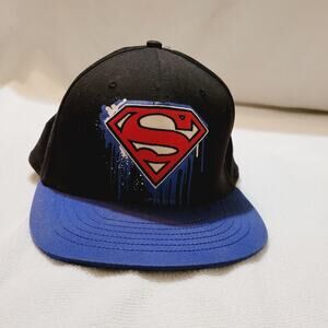 Superman Spray Paint Black And Blue Logo Hat